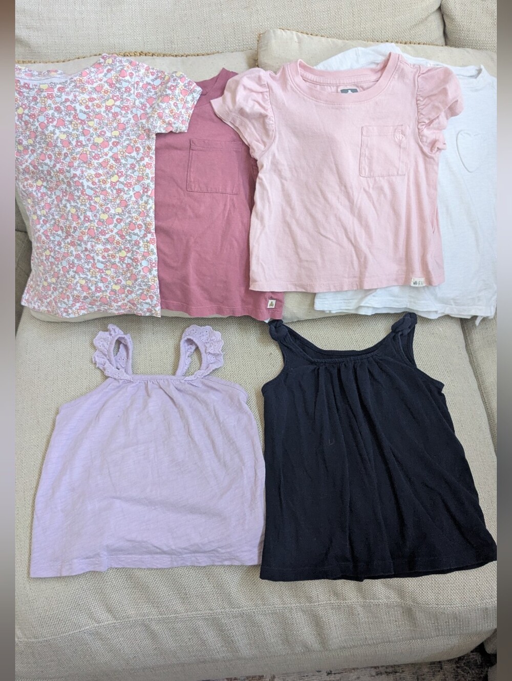 Girls Basic Cotton Tee and Tank Top Set